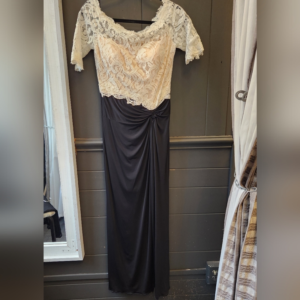 MacDuggal Ivory Lace Bodice Gown
